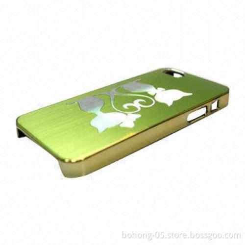 Case for iPhone 5, Made of Metal + PC, Leather PC Stereo Footmark Metal Piece